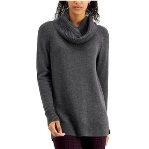 STYLE & COMPANY Womens Gray Knit Removable Scarf Tunic Sweater